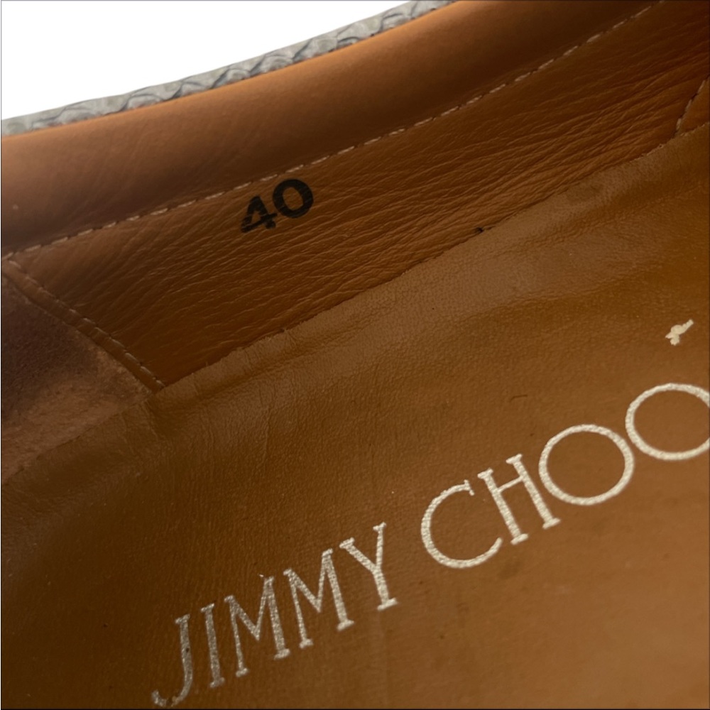 Jimmy Choo Gray Python Embossed Leather Demi Slip… - image 5